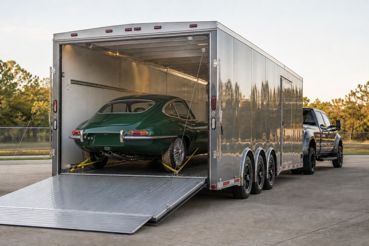 White Ford Escort GT secured on a trailer
